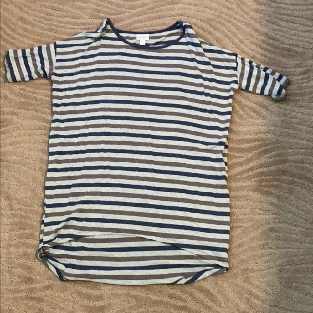 Lularoe Erma gray blue brown striped. Never worn.